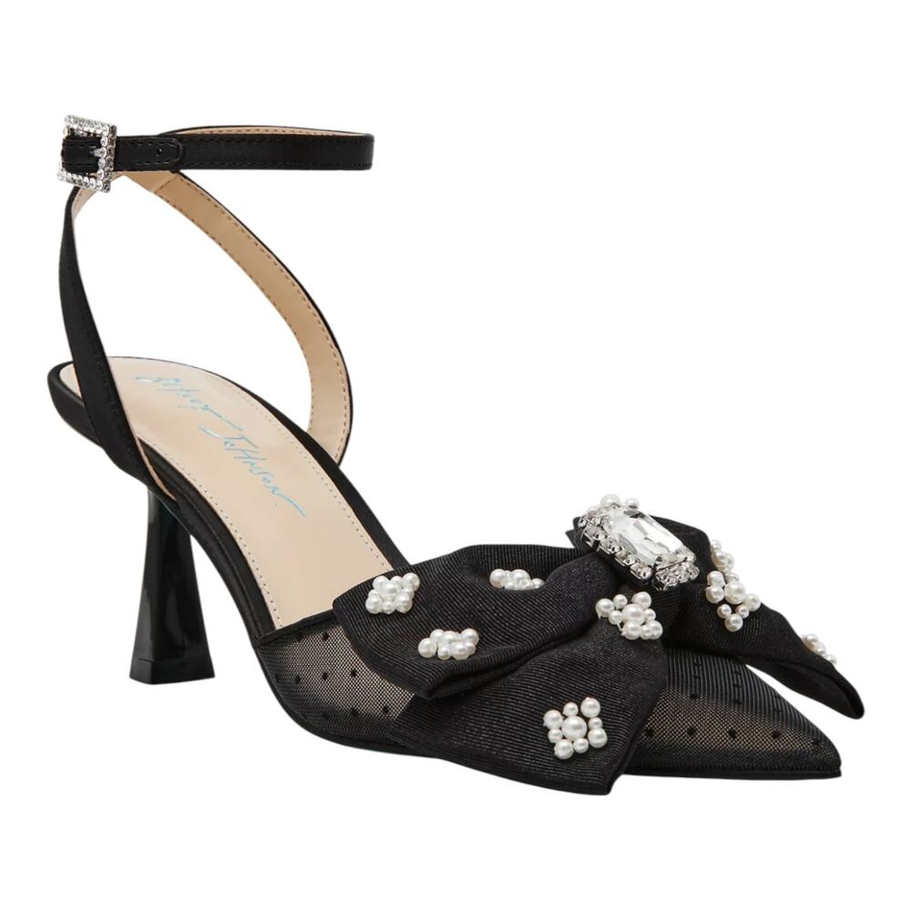Betsey Johnson Women's Mark Bow Stiletto Heel Pumps Black Size 8 1/2